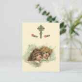 ヴィンテージのイースター、天使のような天使が天国の雲に浮かぶ シーズンポストカード (スタンド正面)