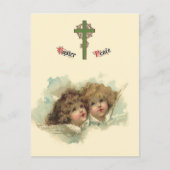 ヴィンテージのイースター、天使のような天使が天国の雲に浮かぶ シーズンポストカード (正面)
