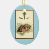 ヴィンテージのイースター、 天使のような雲が空に浮かぶイースター セラミックオーナメント (裏面)