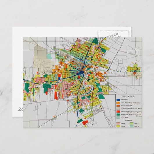 ヴィンテージのウィニペグの地図の郵便はがき ポストカード (正面/裏面)