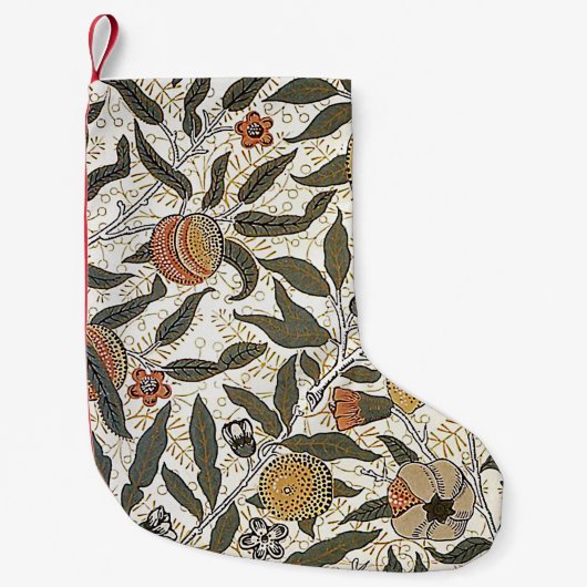 ヴィンテージのウィリアム・モリスのザクロ スモールクリスマスストッキング (正面)