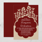 ヴィンテージのウェディングシャワー招待状とハートの花 招待状 (正面/裏面)