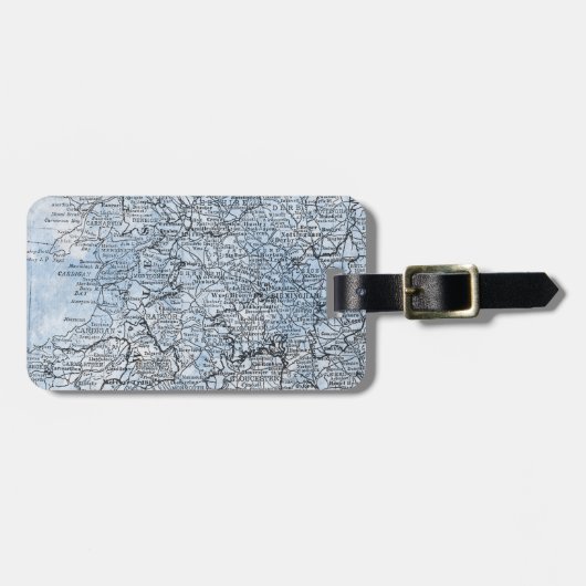 ヴィンテージのウェールズイギリスの地域の地図旅行 ラゲッジタグ (正面横)