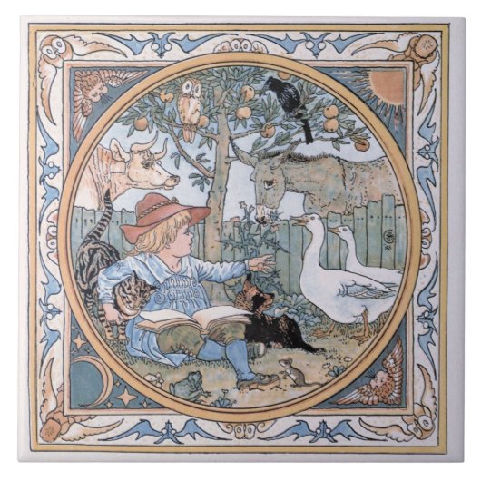 ヴィンテージのウォルタークレーン: 子供、家畜 タイル (正面)