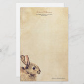 ヴィンテージのウサギのスケッチのパーソナライズな文房具 便箋 (正面/裏面)