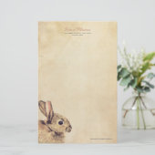 ヴィンテージのウサギのスケッチのパーソナライズな文房具 便箋 (スタンド正面)