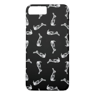 ヴィンテージのウサギの芸術のプリントパターンかわいいバニーの黒 iPhone 8 PLUS/7 PLUSケース