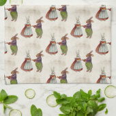 ヴィンテージのウサギビクトリアン夫婦 キッチンタオル (折り畳み)