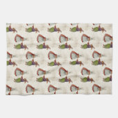 ヴィンテージのウサギビクトリアン夫婦 キッチンタオル (横)