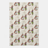 ヴィンテージのウサギビクトリアン夫婦 キッチンタオル (縦)