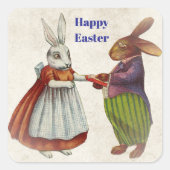 ヴィンテージのウサギビクトリアン夫婦 スクエアシール (正面)