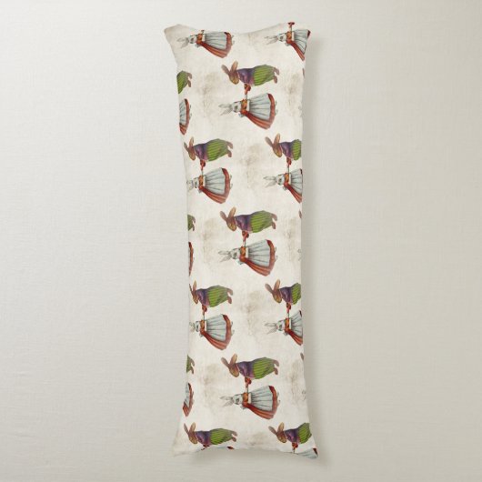 ヴィンテージのウサギビクトリアン夫婦 ボディピロー (正面縦)