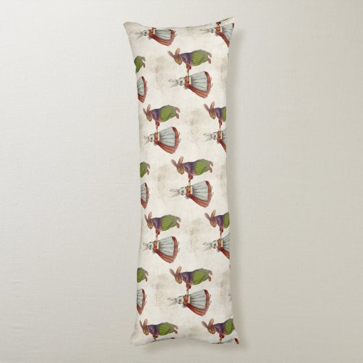 ヴィンテージのウサギビクトリアン夫婦 ボディピロー (裏面 (縦))