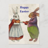 ヴィンテージのウサギビクトリアン夫婦 ポストカード (正面)