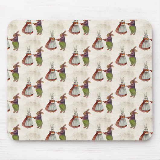 ヴィンテージのウサギビクトリアン夫婦 マウスパッド (正面)