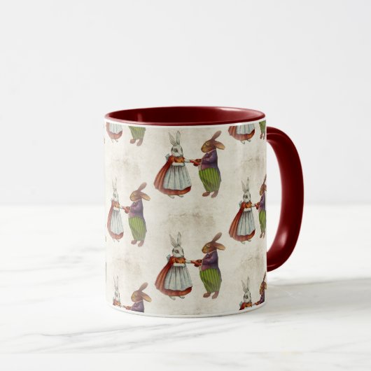 ヴィンテージのウサギビクトリアン夫婦 マグカップ (正面右)