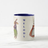 ヴィンテージのウサギビクトリアン夫婦 マグカップ (中央)