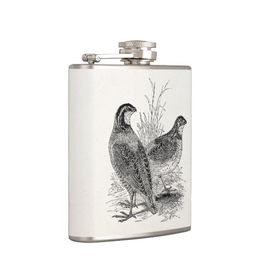ヴィンテージのウズラの鳥-パーソナライズなレトロの狩猟鳥 フラスク (右)