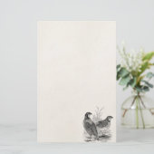 ヴィンテージのウズラの鳥-パーソナライズなレトロの狩猟鳥 便箋 (スタンド正面)