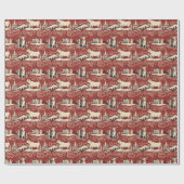 ヴィンテージのウッドカット牛の包み紙 ラッピングペーパー (フラット)