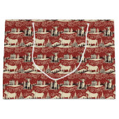 ヴィンテージのウッドカット牛の包み紙 ラージペーパーバッグ (正面)