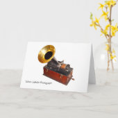 ヴィンテージのエジソンシリンダーレコードプレーヤー、 カード (黄色い花)