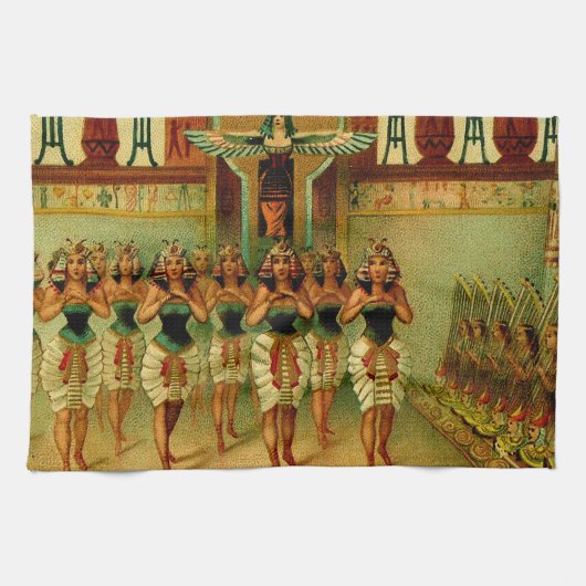 ヴィンテージのエジプトの絵画 キッチンタオル (横)