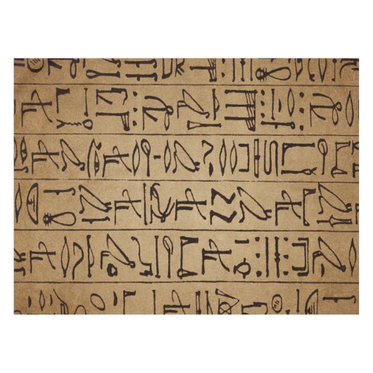 ヴィンテージのエジプトの象形文字の紙のプリント テーブルクロス (正面(横))