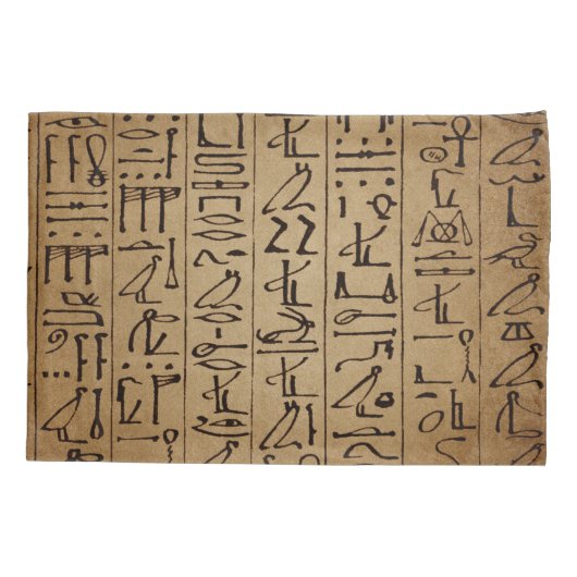 ヴィンテージのエジプトの象形文字の紙のプリント 枕カバー (裏面-左)