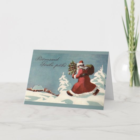 ヴィンテージのエストニア語のクリスマスの挨拶状 シーズンカード (正面)