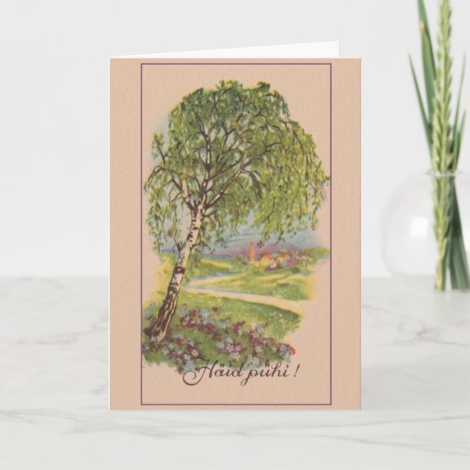 ヴィンテージのエストニア語のHäid Pühiのクリスマスの挨拶状 シーズンカード (正面)