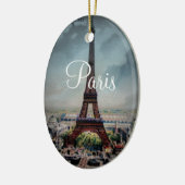 ヴィンテージのエッフェル塔のパリフランスの郵便はがき セラミックオーナメント (左)