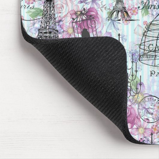 ヴィンテージのエッフェル塔のマネキンの花柄のコラージュ マウスパッド (コーナー)