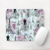 ヴィンテージのエッフェル塔のマネキンの花柄のコラージュ マウスパッド (マウス)