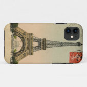 ヴィンテージのエッフェル塔の押された郵便はがき Case-Mate iPhoneケース (裏面(横))