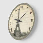 ヴィンテージのエッフェル塔の時計 ラージ壁時計 (傾斜)
