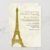 ヴィンテージのエッフェル塔の結婚式招待状 招待状 (正面/裏面)