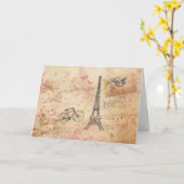 ヴィンテージのエッフェル塔の芸術 カード (黄色い花)