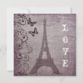 ヴィンテージのエッフェル塔の蝶結婚式招待状 招待状 (裏面)
