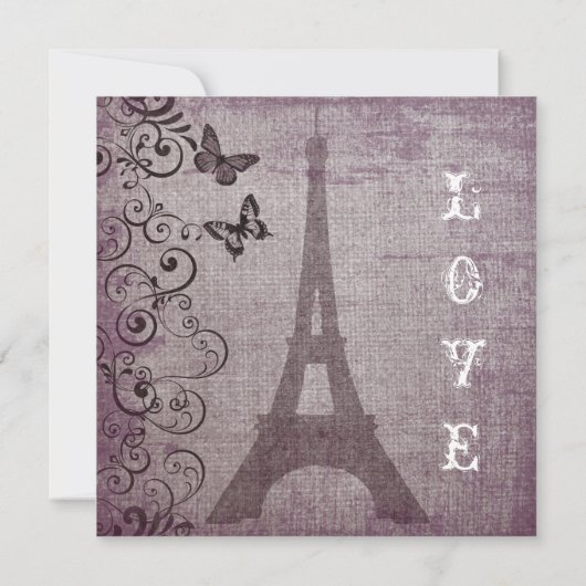 ヴィンテージのエッフェル塔の蝶結婚式招待状 招待状 (裏面)