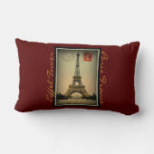 ヴィンテージのエッフェル塔の郵便はがきのパリのフランス枕 ランバークッション (裏面)