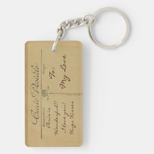 ヴィンテージのエッフェル塔の郵便はがきパリフランス キーホルダー (裏面)