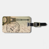 ヴィンテージのエッフェル塔旅行スタンプ ラゲッジタグ (正面横)