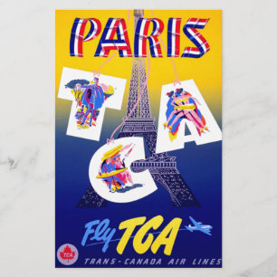 ヴィンテージのエッフェル塔 パリ 空の旅 広告 便箋
