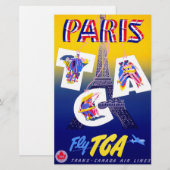 ヴィンテージのエッフェル塔 パリ 空の旅 広告 便箋 (正面/裏面)