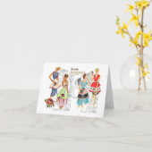 ヴィンテージのエプロン裁縫パターンメッセージカード カード (黄色い花)