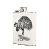 ヴィンテージのエミューのオーストラリアの鳥のイラストレーションのテンプレート フラスク (左)