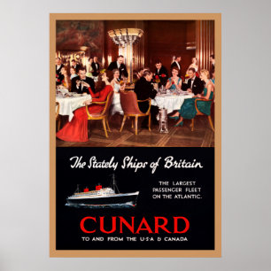ヴィンテージのエリザベス女王のCunardライン旅行ポスター ポスター