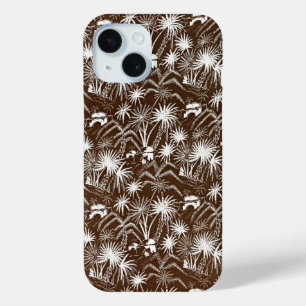 ヴィンテージのエレガンスを受け入れる:白いヤシの木 iPhone 15ケース