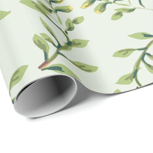 ヴィンテージのエレガントでかわいい緑の葉 ラッピングペーパー (ロールコーナー)
